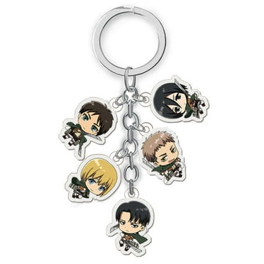 Anime Attack on Titan Rubber keychain Key Ring Race Straps cosplay 